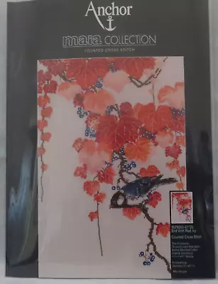 Anchor Maia Collection Counted Cross Stitch Kit Bird With Red Ivy • $55