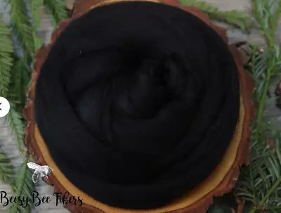 BLACK - Merino Wool Roving Combed Top For Spinning Nuno Felting - 2 Oz • $5.95