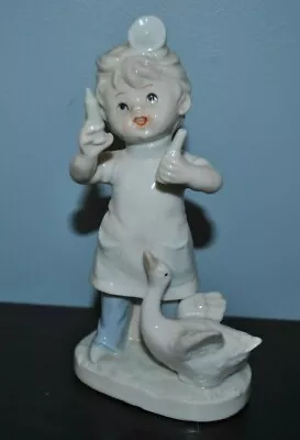 VTG VETERINARIAN DOCTOR Girl Goose Figurine TAIWAN Glazed Porcelain 5.5 H CUTE • $36.59