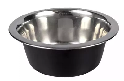 6  Black & Stainless Steel Dog Bowl Sturdy Food Or Water Dish 27oz FREE SHIPPING • $8.99