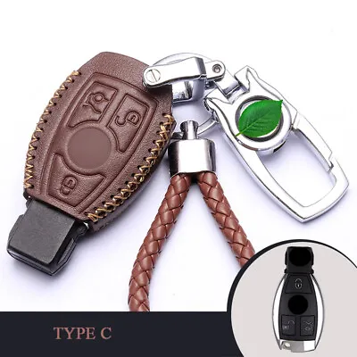 Genuine Leather Car Key Case Cover For Mercedes Benz W203 W220 C S E-Class GLC • $22.50