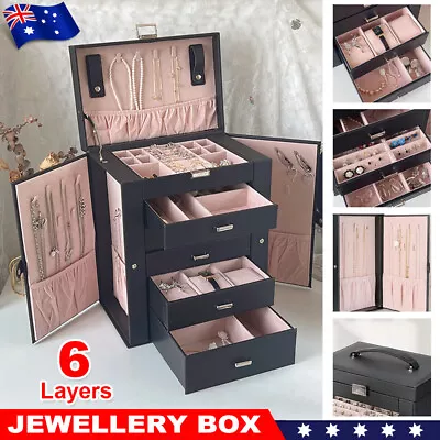 Jewellery Box Organizer Case Holder Storage Earring Ring Jewelry Display Leather • $69.85