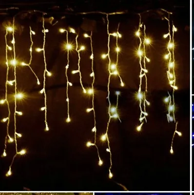 96 LED Icicle Hanging Curtain Fairy String Light Garden Wedding Party Decoration • £6.80