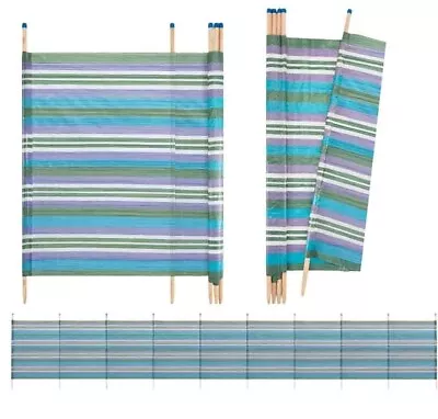 4 5 6 Pole Windbreaker Garden Camping Sun Shade Wind Break Beach Stripe Holiday • £6.88