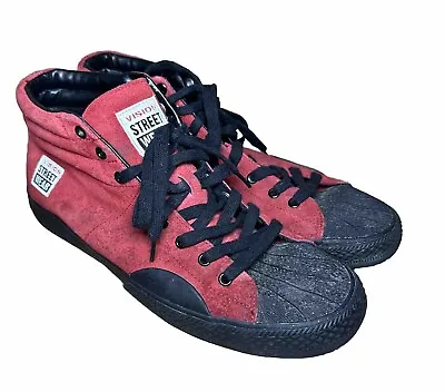 Vintage Vision Street Wear Men's Suede Hi Top Retro RED Skate Shoe Size US 13 • $224.69