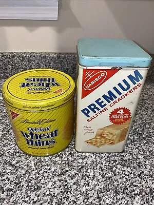 Vintage Empty 1969 + 1987 NABISCO Saltine And Wheat Thin Cracker Tins Bundle • $24.98