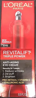 L'oreal Paris Revitalift Triple Power Anti-Aging Eye Cream-0.5 Fl Oz (Q8) • $15