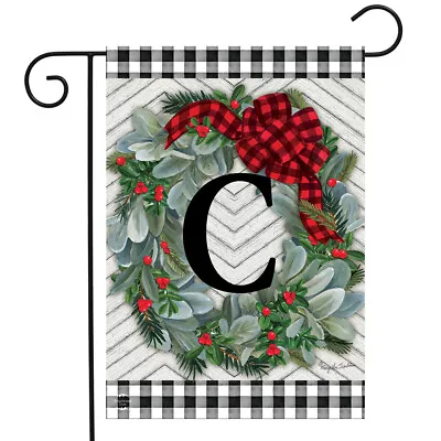 Winter Wreath Monogram Letter C Garden Flag 12.5  X 18  Briarwood Lane • $9.86