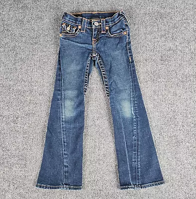 True Religion Girls 7 (21x23in) Blue Joey Flare Leg Button Pockets Denim Jeans • $17.50