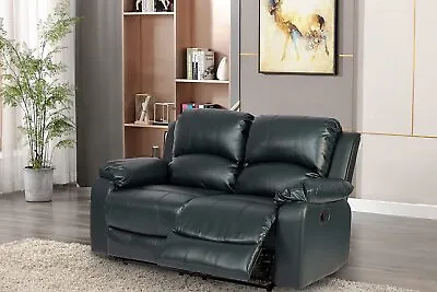 Recliner Lazy Boy Black Two Sofa Suites Settee 2 Seater Armchair Faux Leather • £379.99