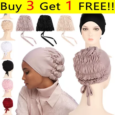£3.82 • Buy Satin Lined Hijab Under Scarf Silk Underscarf Cap Tube Tie Bonnet NEW