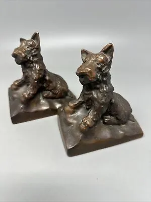 Vtg Pair Of Metal Scottish Terrier Scottie Dog Bookend Figurine Copper Color • $19.99