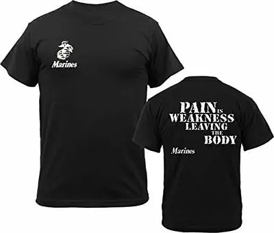 Black USMC Marines Pain Is Weakness Leaving The Body T-Shirt Double Sided Tee • $22.99