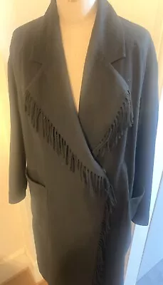 £12.50 • Buy Black Wool Blend Fringed Swing Oversized  Coat Size Small