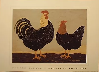 $15.49 • Buy Art Print~DOUBLE ROOSTERS~Warren Kimble~bird Chicken Farm Animal~folk 16x12