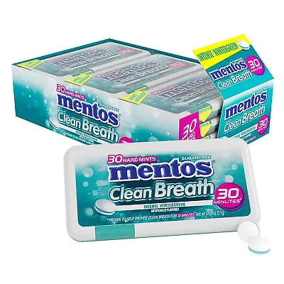 Mentos Clean Breath Hard Mints Sugar Free Candy Wintergreen Pack Of 12 • $31.02