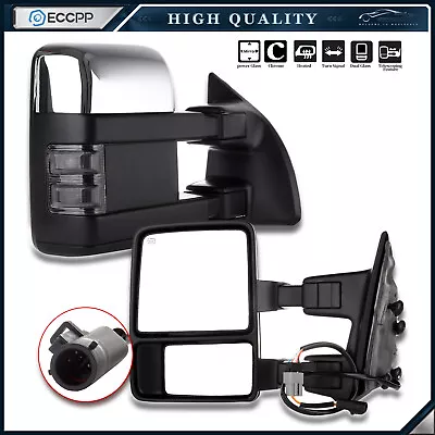 Chrome Power Heated Tow Mirrors For 99-07 Ford F250-F550 Super Duty LED Signal • $123.99