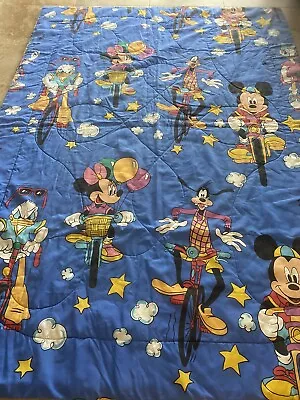 VGUC-VINTAGE- Mickey Mouse Comforter Minnie Goofy Bike Twin Disney • $40