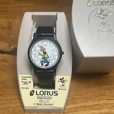 Lorus Disney Backward Goofy Watch In Original Case Mickey Mouse Quartz • $25