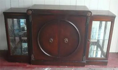 Mahogany Cocktail Bar  Liquor Cabinet Buffet Sideboard With Javit Glassware • $3200