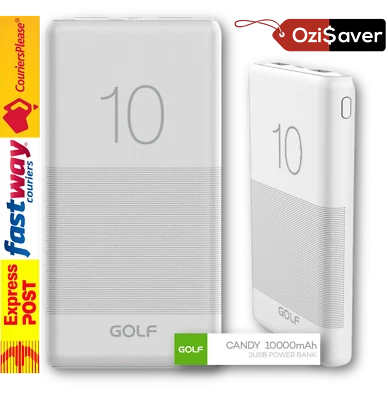 $17.99 • Buy G80 10000mAh Candy Dual USB Slim 2.1A Charge Power Bank For Mobile Phone (White)