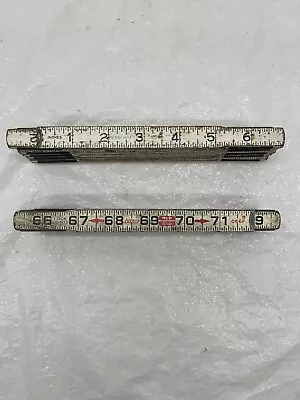 Lot Of 2 Vintage Wood Rulers 6' LUFKIN Red End & PENNCRAFT 9593 Lock Joints 72  • $14.99