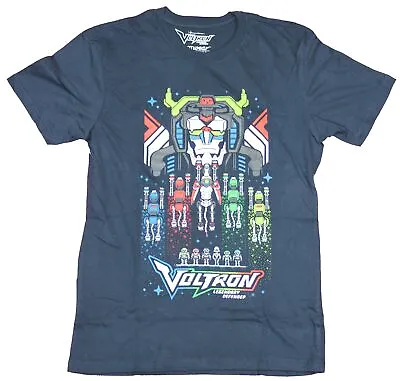 Voltron Mens T-Shirt- 8-Bit Style Lions Over Logo Image • $9.98