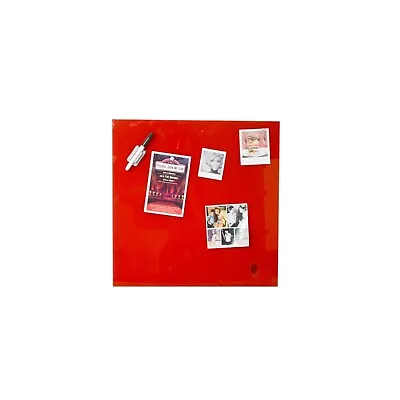 Red Magnetic Glass Board Message Writing Notice With Pen Wall Mounted Kitchen • £20