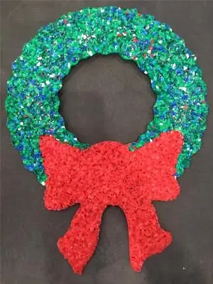 Christmas Wreath Decoration Vintage Door Greeter Melted Plastic Popcorn • $59.99