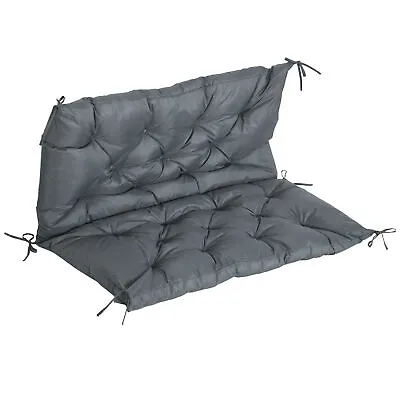 Outsunny 2 Seater Garden Bench Cushion Outdoor Seat Pad With Ties Dark Grey • £30.99