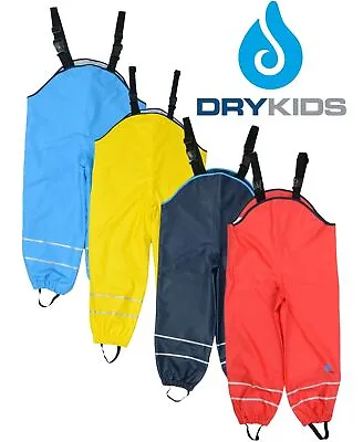 £19.95 • Buy Dry Kids Childrens Waterproof Trousers Dungarees Fleece Lined Boys & Girls 2-12y