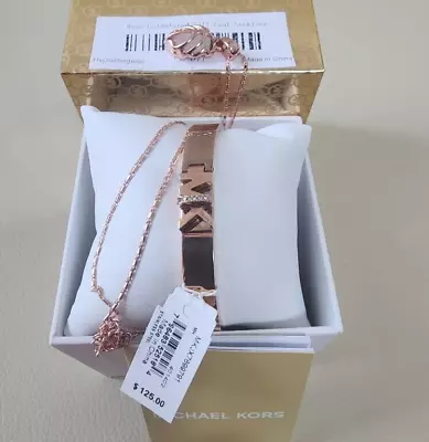 NIB Michael Kors Stainless Steel Rose Gold Bangle Bracelet & Free Gift Necklace • $65