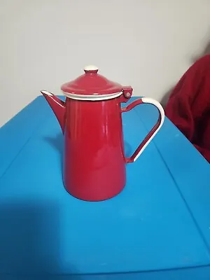Vintage Emalia Olkusz 1907 Red Enamel Coffee/Tea Pot • $45