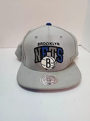 Brooklyn Nets New Mitchell & Ness Gray Blue  White Snapback Hat Cap NBA • $12.99