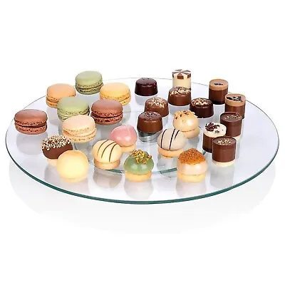 Revolving Lazy Susan Serving Tray Tempered Glass Turntable Cheese Board Cupcakes • £8.99