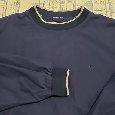 DANIEL CREMIEUX GOLF Jacket Large Blue SUEDED TWILL Pullover Lined Pockets NEW  • $32.99