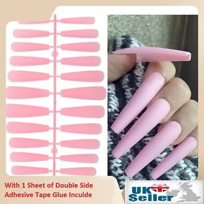 24 Tips/Set Frosted XXL False Nails Full Cover Long Removable Nails Acrylic Tips • £3.90