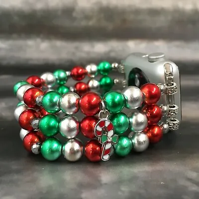 $86.42 • Buy Apple Watch Band Women IWatch Jewelry Fitbit Bracelet Christmas Silver Red Green