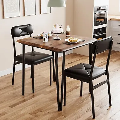 Dining Set For 2 Table And 2 Upholstered Chairs Wood Top For Small Space Kitchen • $115.95