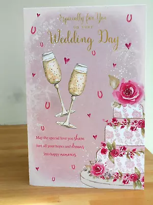 Especially For You On Your Wedding Day ~ Bubbly & Wedding Cake  Card ~ Free P&p • £1.80