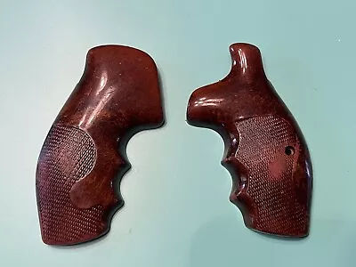 Used Rogers Smith & Wesson K Frame Brown Plastic Grips No Screw Round Butt *read • $49.99