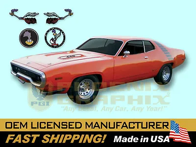 $269 • Buy 1972 Plymouth Road Runner 340 400 440 COMPLETE Over Roof Decals & Stripes Kit