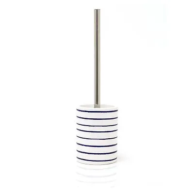 Harbour Stripe Toilet Brush & Holder | Nautical Ceramic Loo Brush Holder & Brush • £15.99