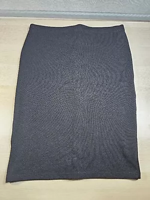 Warehouse Black Textured Material Pencil Skirt Work Wear Full Zip Back Size 16 • £13.99