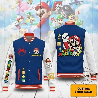 Personalized Super Mario Baseball Jacket Custom Super Mario Unisex Jacket • $59.99