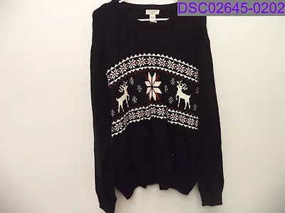 Men's Size XL Dockers Black Pullover Christmas Sweater Snowflakes Reindeer • $12