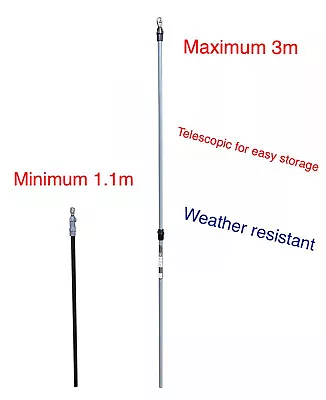 2X CLOTHES WASHING LINE PROP POLE H/D TELESCOPIC SUPPORT EXTENDABLE 1.1 M To 3 M • £16.99