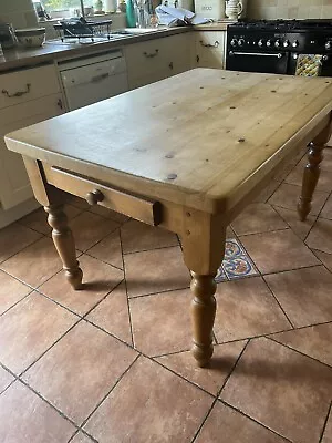 Antique Solid Pine Farmhouse Table 90cm X 136 With Draw And 2 Chairs • £45