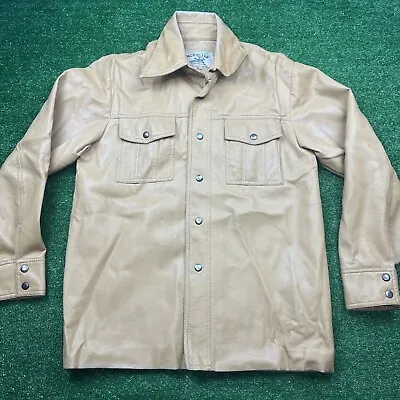 VINTAGE 70's Vinyl Jacket Pacific Trails Sportswear Size Medium Camel Brown • $28