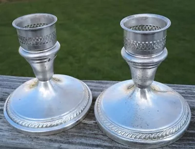 F. B. ROGERS SILVER CO. SET OF 2 CANDLE Stick HOLDERS WEIGHTED • $20